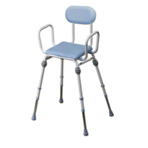 chair long legs blue seat